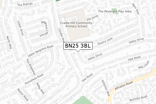 BN25 3BL map - large scale - OS Open Zoomstack (Ordnance Survey)