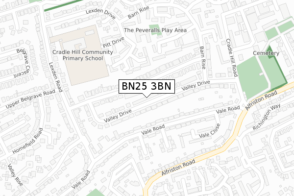 BN25 3BN map - large scale - OS Open Zoomstack (Ordnance Survey)