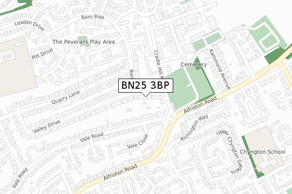 BN25 3BP map - large scale - OS Open Zoomstack (Ordnance Survey)