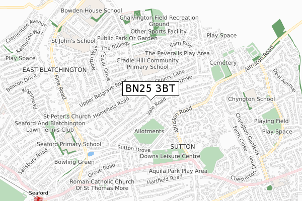 BN25 3BT map - small scale - OS Open Zoomstack (Ordnance Survey)