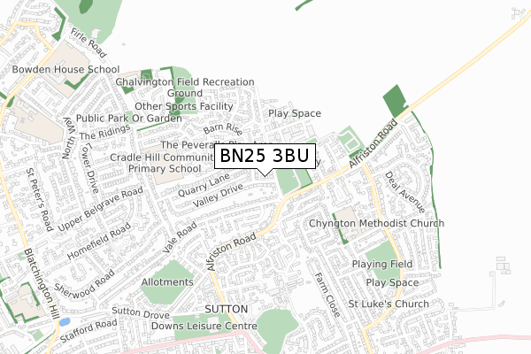 BN25 3BU map - small scale - OS Open Zoomstack (Ordnance Survey)