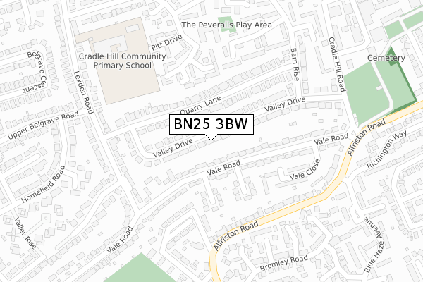 BN25 3BW map - large scale - OS Open Zoomstack (Ordnance Survey)