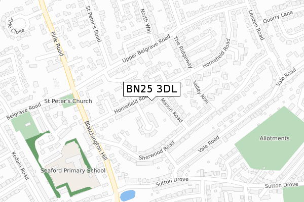 BN25 3DL map - large scale - OS Open Zoomstack (Ordnance Survey)