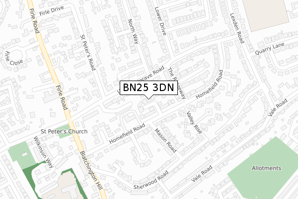 BN25 3DN map - large scale - OS Open Zoomstack (Ordnance Survey)