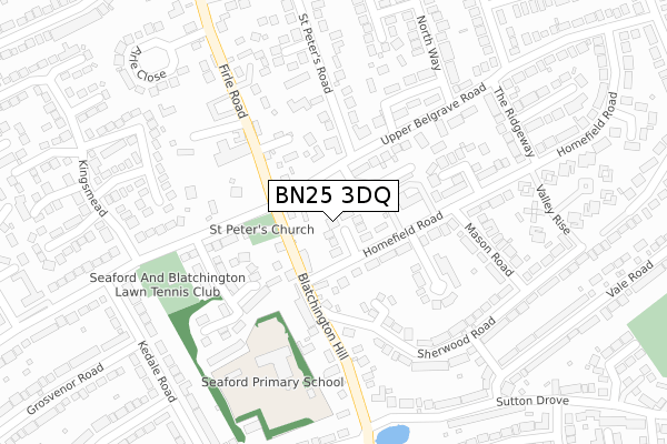 BN25 3DQ map - large scale - OS Open Zoomstack (Ordnance Survey)