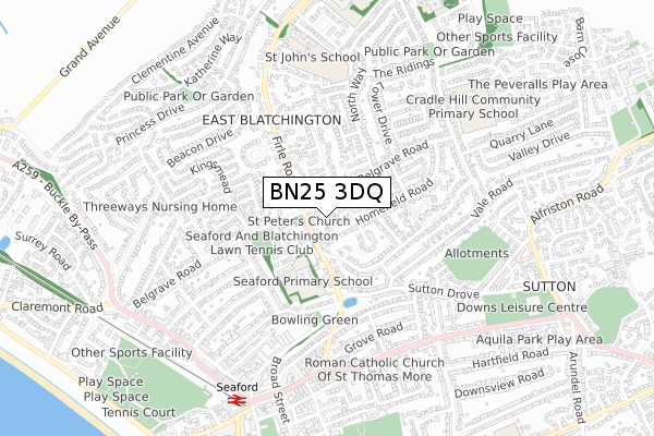 BN25 3DQ map - small scale - OS Open Zoomstack (Ordnance Survey)