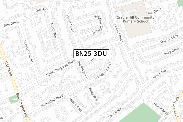 BN25 3DU map - large scale - OS Open Zoomstack (Ordnance Survey)