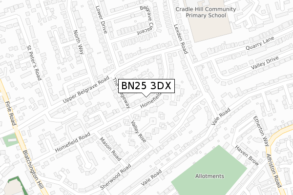 BN25 3DX map - large scale - OS Open Zoomstack (Ordnance Survey)