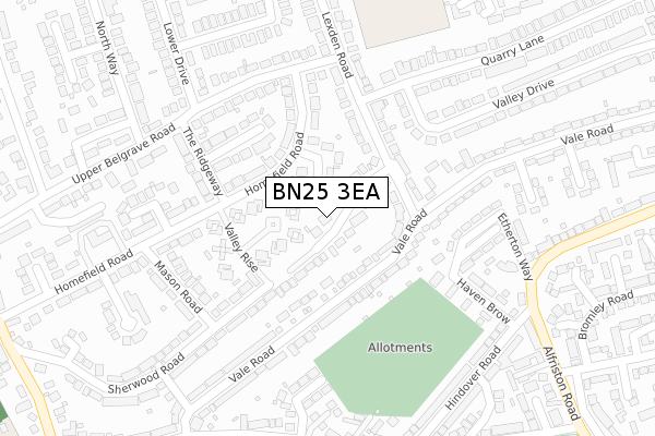 BN25 3EA map - large scale - OS Open Zoomstack (Ordnance Survey)