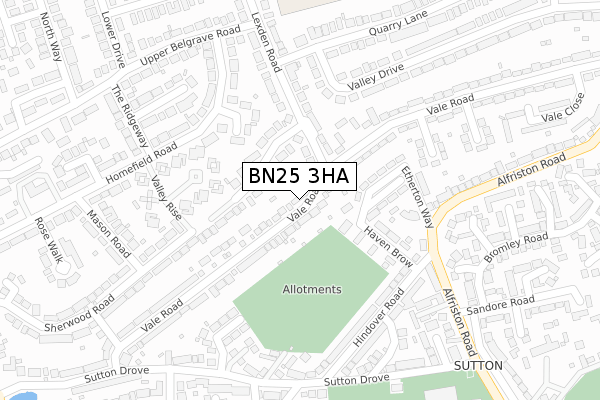 BN25 3HA map - large scale - OS Open Zoomstack (Ordnance Survey)