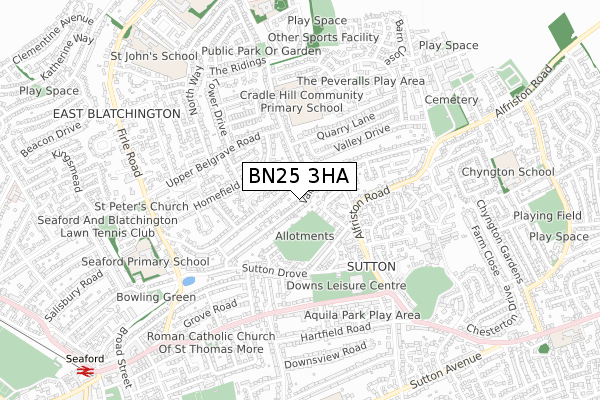BN25 3HA map - small scale - OS Open Zoomstack (Ordnance Survey)