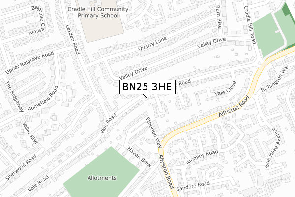 BN25 3HE map - large scale - OS Open Zoomstack (Ordnance Survey)