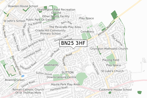 BN25 3HF map - small scale - OS Open Zoomstack (Ordnance Survey)