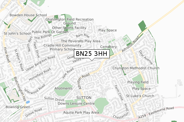 BN25 3HH map - small scale - OS Open Zoomstack (Ordnance Survey) BN25 3HH map - small scale - OS Open Zoomstack (Ordnance Survey)