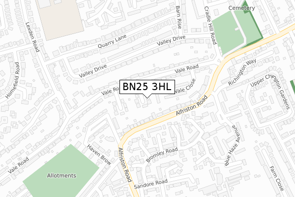 BN25 3HL map - large scale - OS Open Zoomstack (Ordnance Survey)