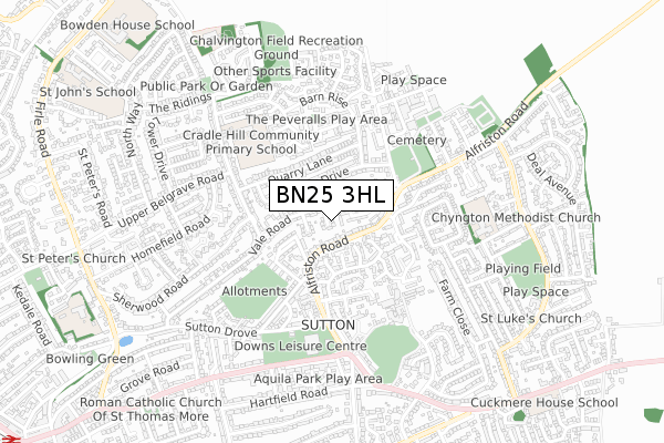 BN25 3HL map - small scale - OS Open Zoomstack (Ordnance Survey)