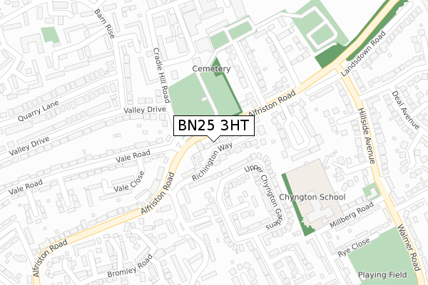 BN25 3HT map - large scale - OS Open Zoomstack (Ordnance Survey)