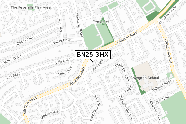 BN25 3HX map - large scale - OS Open Zoomstack (Ordnance Survey)