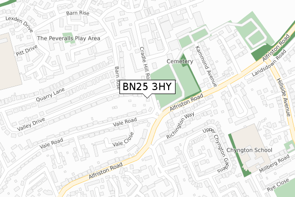 BN25 3HY map - large scale - OS Open Zoomstack (Ordnance Survey)