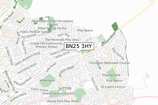 BN25 3HY map - small scale - OS Open Zoomstack (Ordnance Survey)