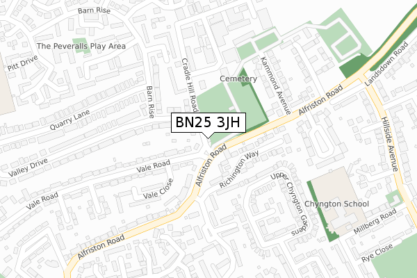 BN25 3JH map - large scale - OS Open Zoomstack (Ordnance Survey)