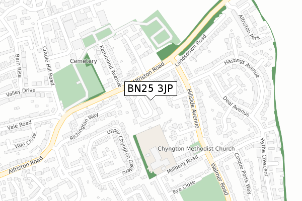 BN25 3JP map - large scale - OS Open Zoomstack (Ordnance Survey)