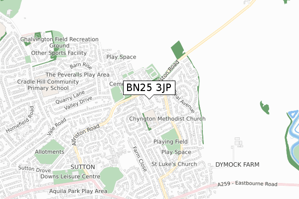 BN25 3JP map - small scale - OS Open Zoomstack (Ordnance Survey)