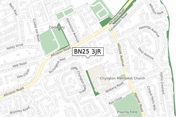 BN25 3JR map - large scale - OS Open Zoomstack (Ordnance Survey)