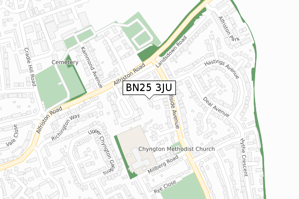 BN25 3JU map - large scale - OS Open Zoomstack (Ordnance Survey)