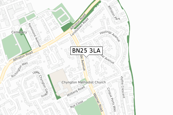 BN25 3LA map - large scale - OS Open Zoomstack (Ordnance Survey)