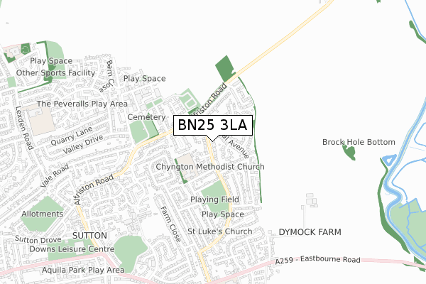 BN25 3LA map - small scale - OS Open Zoomstack (Ordnance Survey)