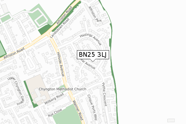 BN25 3LJ map - large scale - OS Open Zoomstack (Ordnance Survey)