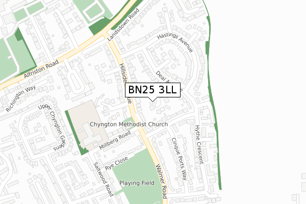 BN25 3LL map - large scale - OS Open Zoomstack (Ordnance Survey)