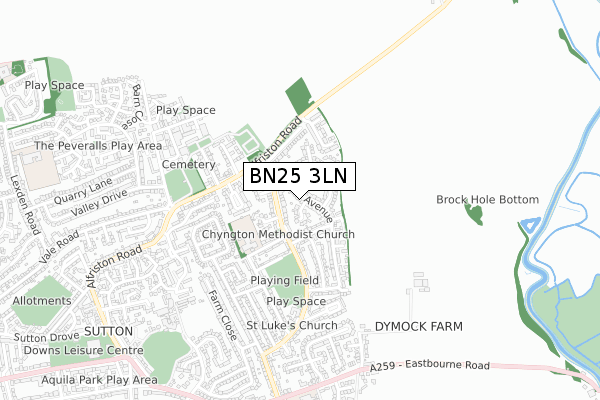 BN25 3LN map - small scale - OS Open Zoomstack (Ordnance Survey)