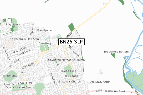 BN25 3LP map - small scale - OS Open Zoomstack (Ordnance Survey)