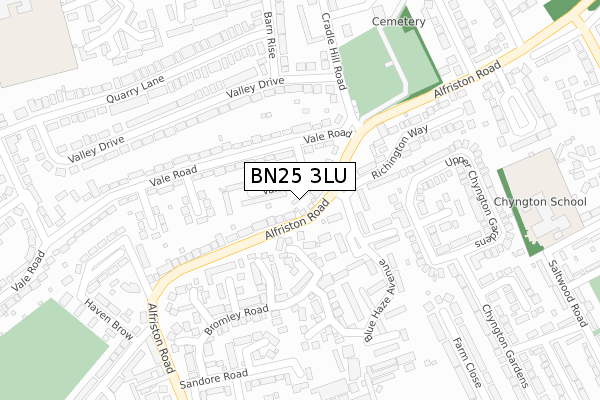 BN25 3LU map - large scale - OS Open Zoomstack (Ordnance Survey)