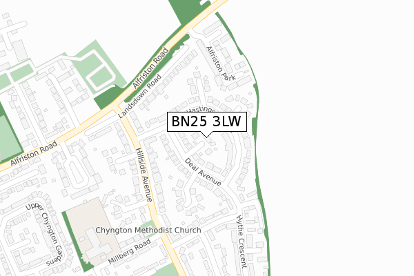 BN25 3LW map - large scale - OS Open Zoomstack (Ordnance Survey)