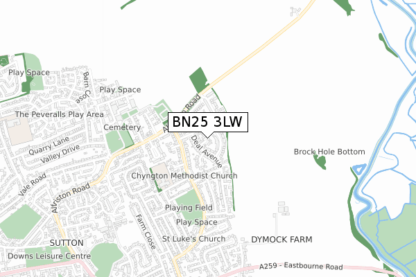 BN25 3LW map - small scale - OS Open Zoomstack (Ordnance Survey)