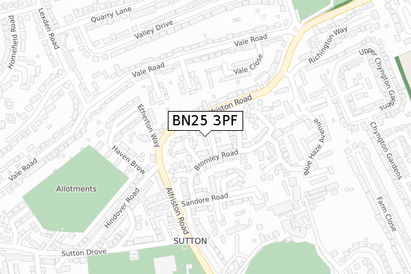 BN25 3PF map - large scale - OS Open Zoomstack (Ordnance Survey)