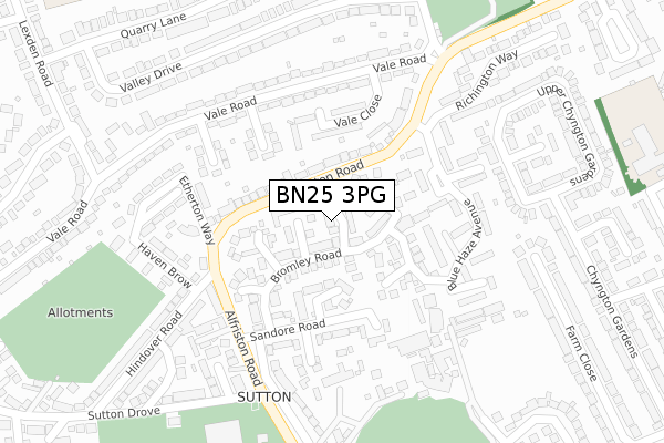 BN25 3PG map - large scale - OS Open Zoomstack (Ordnance Survey)