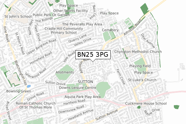 BN25 3PG map - small scale - OS Open Zoomstack (Ordnance Survey)