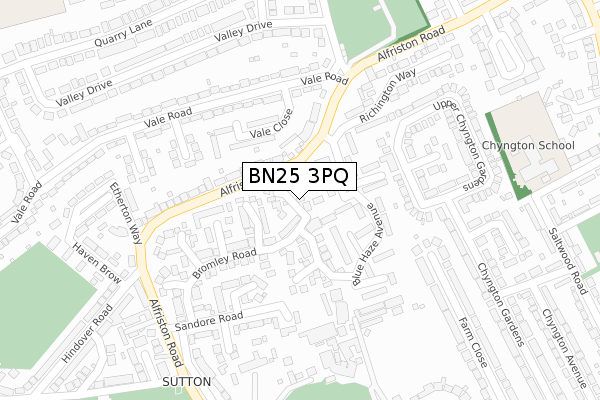 BN25 3PQ map - large scale - OS Open Zoomstack (Ordnance Survey)