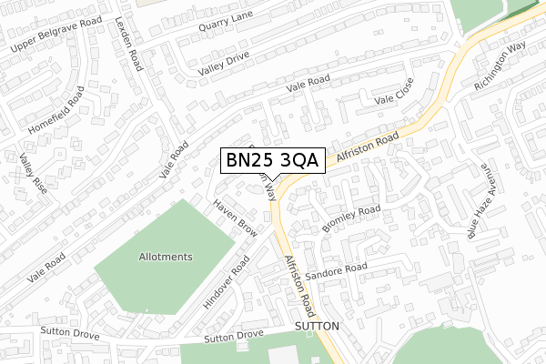 BN25 3QA map - large scale - OS Open Zoomstack (Ordnance Survey)