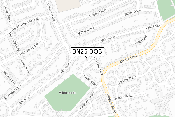 BN25 3QB map - large scale - OS Open Zoomstack (Ordnance Survey)