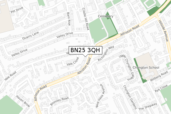 BN25 3QH map - large scale - OS Open Zoomstack (Ordnance Survey)