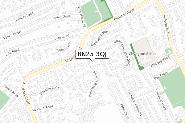 BN25 3QJ map - large scale - OS Open Zoomstack (Ordnance Survey)