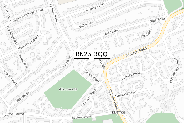 BN25 3QQ map - large scale - OS Open Zoomstack (Ordnance Survey)