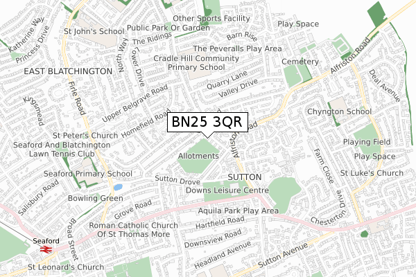 BN25 3QR map - small scale - OS Open Zoomstack (Ordnance Survey)