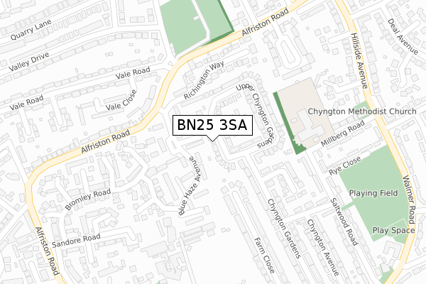BN25 3SA map - large scale - OS Open Zoomstack (Ordnance Survey)