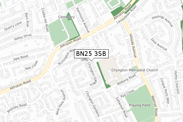 BN25 3SB map - large scale - OS Open Zoomstack (Ordnance Survey)